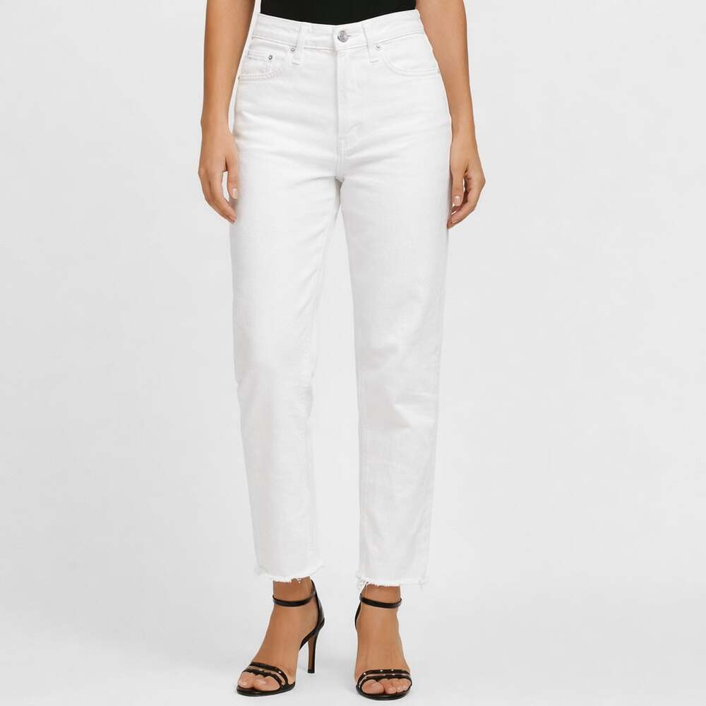 AGOLDE Jamie High Rise Straight Leg Jeans Size 30 White Raw Hem